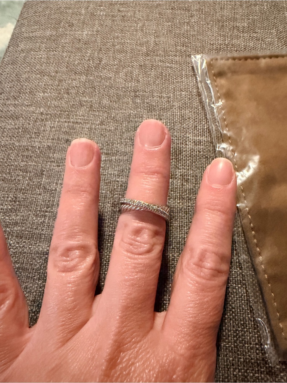 David Yurman Silver Twisted Cable Band with diamonds